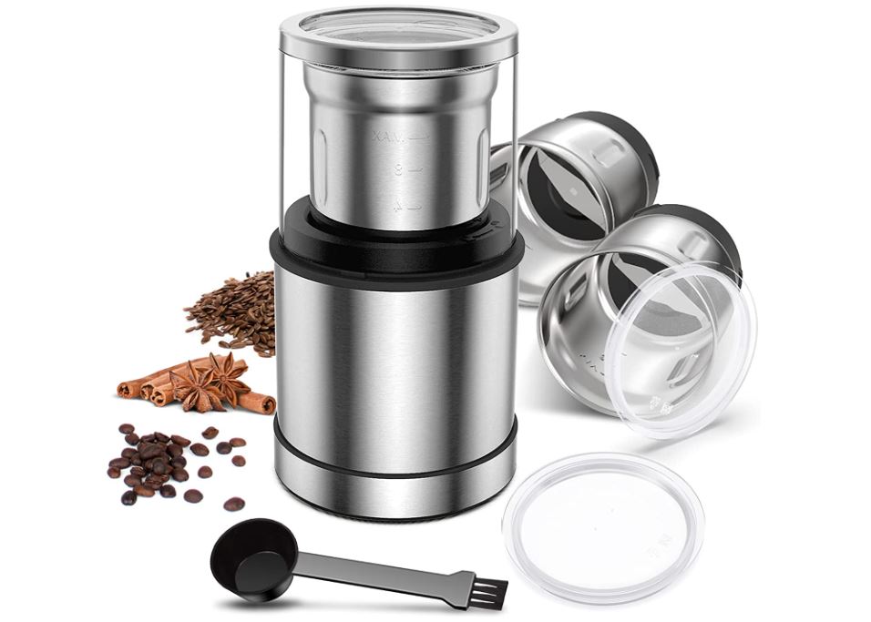 Miosal Electric Coffee Grinder Spice Grinder with Stainless Steel Blades and Removable Grinding Bowl for Beans Dry Herbs Spices Black 